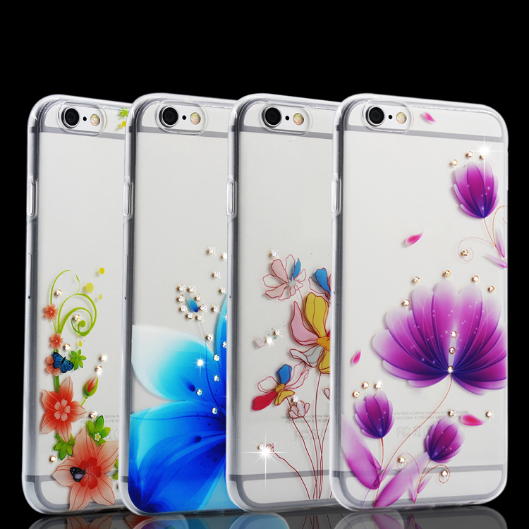 Flowers tpu case with inside diamonds